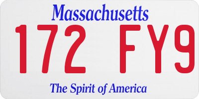 MA license plate 172FY9
