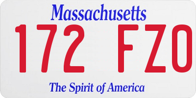 MA license plate 172FZ0
