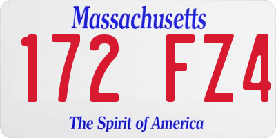 MA license plate 172FZ4