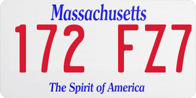 MA license plate 172FZ7