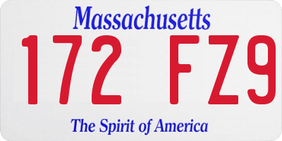 MA license plate 172FZ9