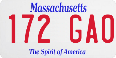 MA license plate 172GA0