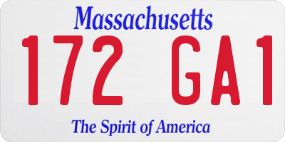 MA license plate 172GA1
