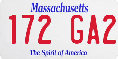 MA license plate 172GA2