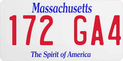 MA license plate 172GA4