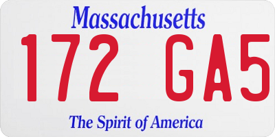 MA license plate 172GA5