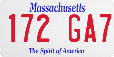 MA license plate 172GA7