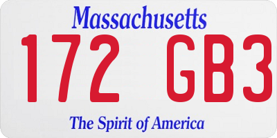 MA license plate 172GB3
