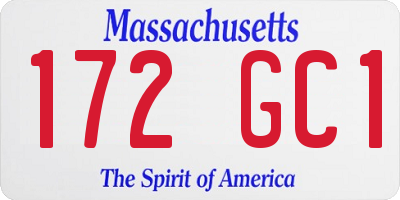 MA license plate 172GC1