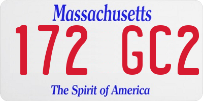 MA license plate 172GC2