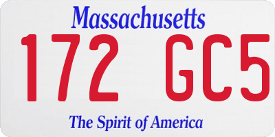 MA license plate 172GC5