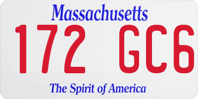 MA license plate 172GC6