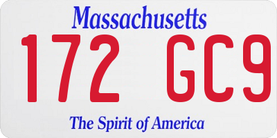 MA license plate 172GC9