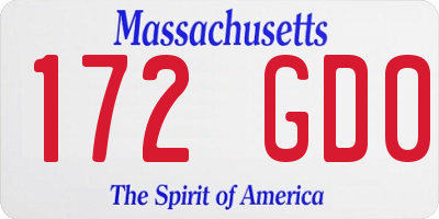 MA license plate 172GD0