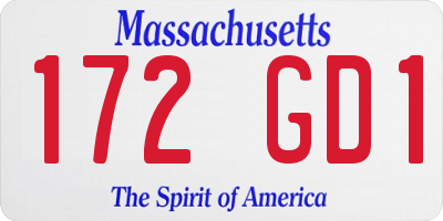 MA license plate 172GD1