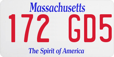 MA license plate 172GD5