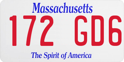MA license plate 172GD6
