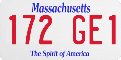 MA license plate 172GE1