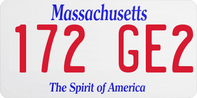 MA license plate 172GE2