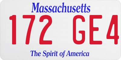 MA license plate 172GE4