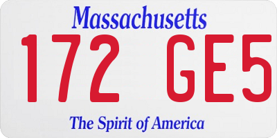 MA license plate 172GE5