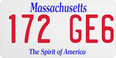 MA license plate 172GE6