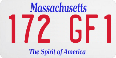 MA license plate 172GF1