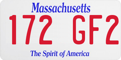 MA license plate 172GF2