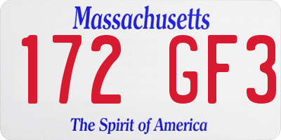 MA license plate 172GF3