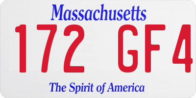 MA license plate 172GF4