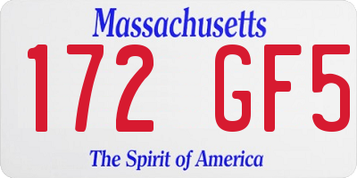 MA license plate 172GF5