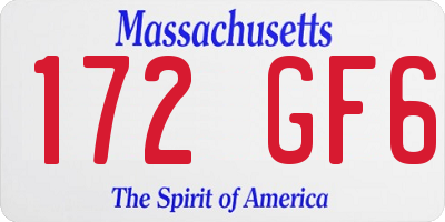 MA license plate 172GF6