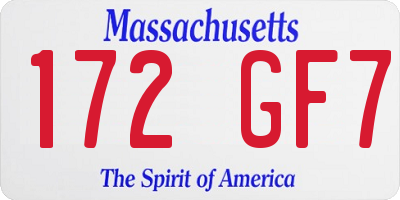 MA license plate 172GF7