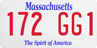 MA license plate 172GG1