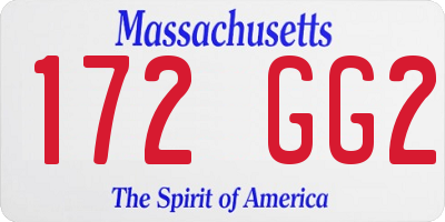 MA license plate 172GG2