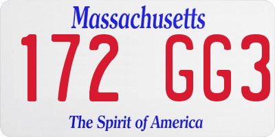MA license plate 172GG3