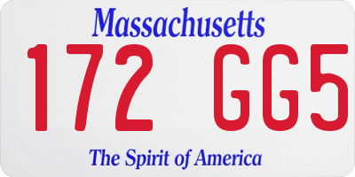 MA license plate 172GG5