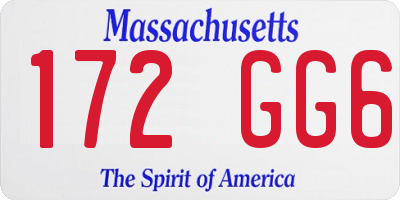 MA license plate 172GG6