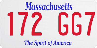 MA license plate 172GG7