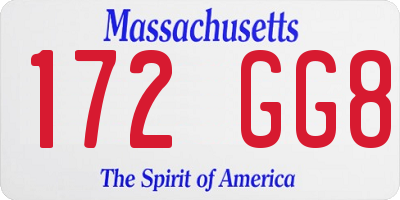 MA license plate 172GG8