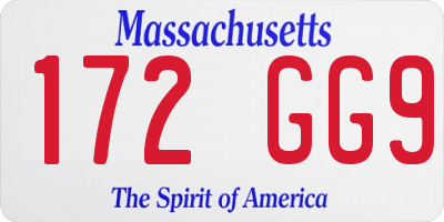 MA license plate 172GG9