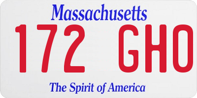 MA license plate 172GH0