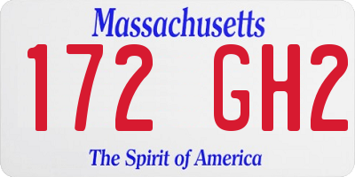 MA license plate 172GH2