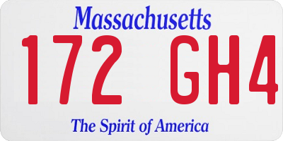 MA license plate 172GH4