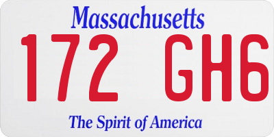 MA license plate 172GH6