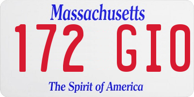 MA license plate 172GI0