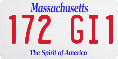 MA license plate 172GI1