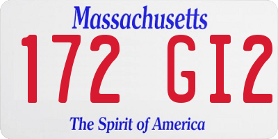 MA license plate 172GI2