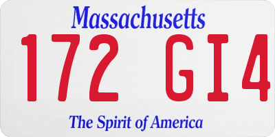 MA license plate 172GI4