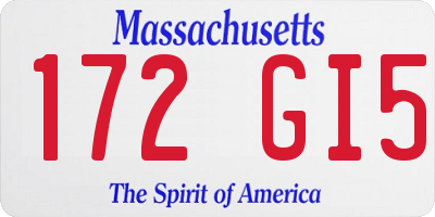 MA license plate 172GI5